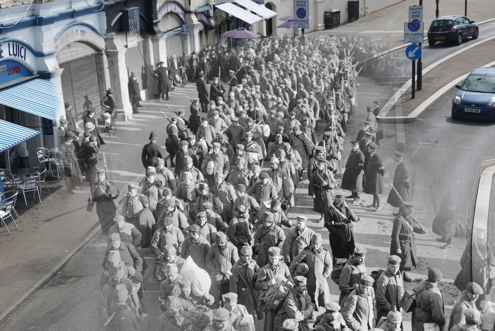 German prisoners of war during the First World War on their way to Southend Pier