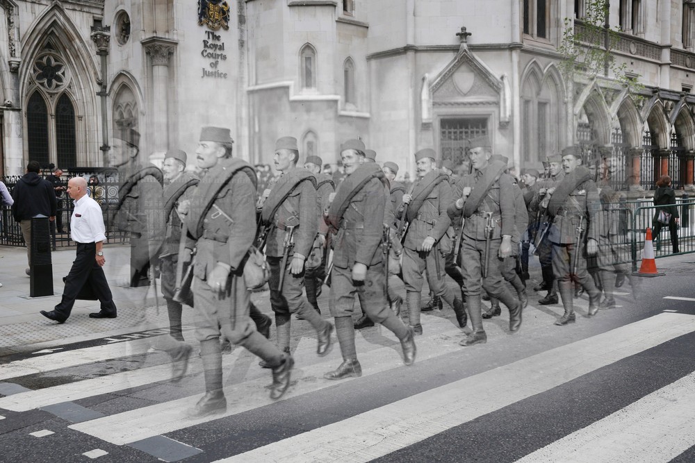 Serbian soldiers marching in the Lord Mayor's show, in the last days of WWI