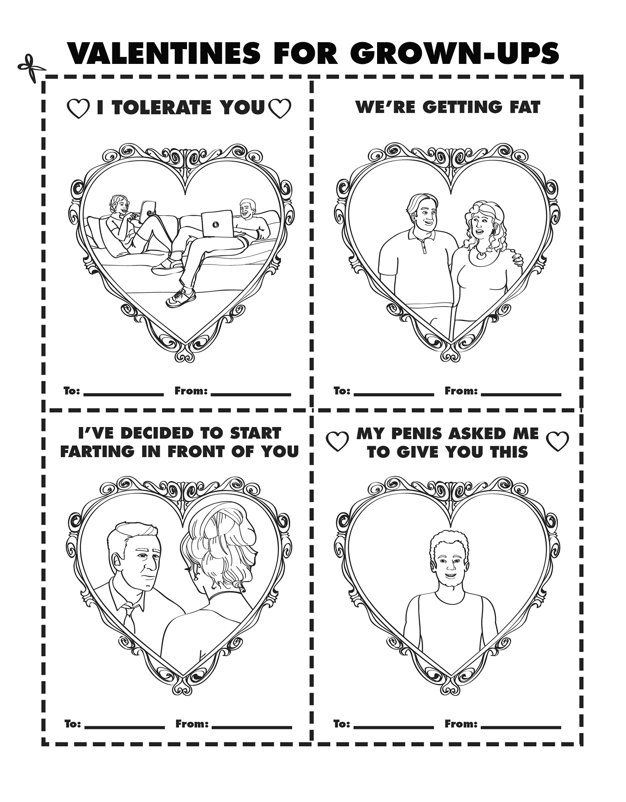 Coloring book - Valentines For GrownUps I Tolerate You We'Re Getting Fat 16 C22 I'Ve Decided To Start Farting In Front Of You My Penis Asked Me To Give You This Vi