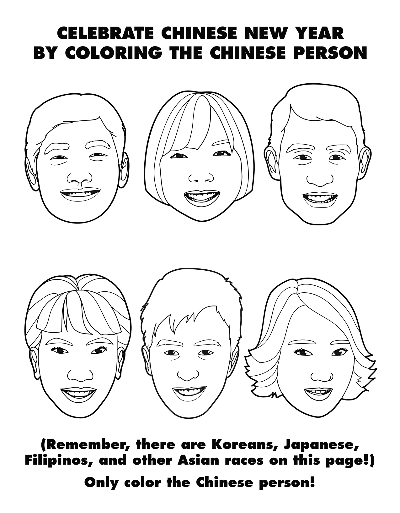 colouring for grown ups - Celebrate Chinese New Year By Coloring The Chinese Person Remember, there are Koreans, Japanese, Filipinos, and other Asian races on this page! Only color the Chinese person!