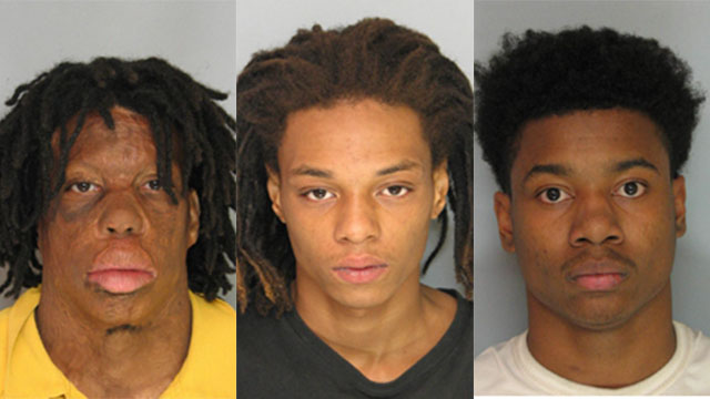 (Look at the mugs shot of Kyhrie Harris on the left side)4 charged with tossing boulders onto passing cars,Gainesville police said they arrested two men and continue to search for two more after the men threw rocks off an interstate overpass and struck two vehicles...
