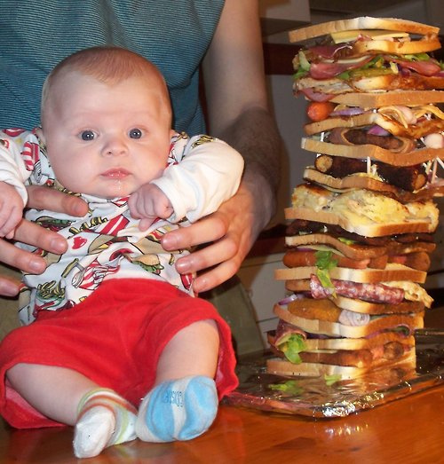 Monster baby meat sandwich