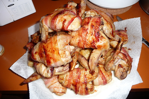 Bacon wrapped chicken wings