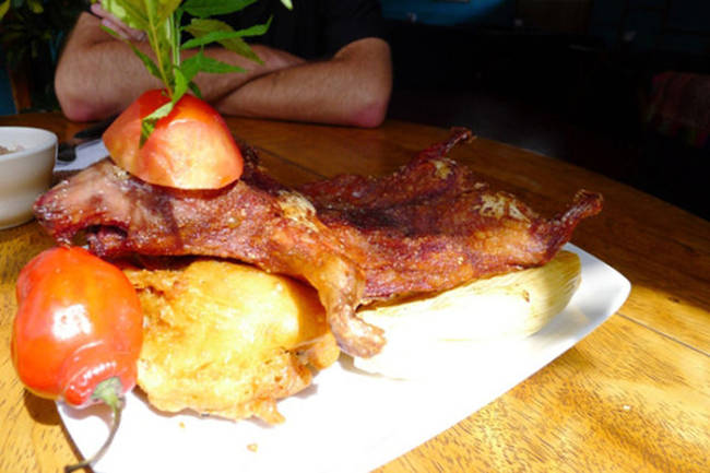 Guinea Pig, Served in South America, they can be fried or grilled and apparently taste like a combination of pork, rabbit, and probably the tears of your childhood pet memories