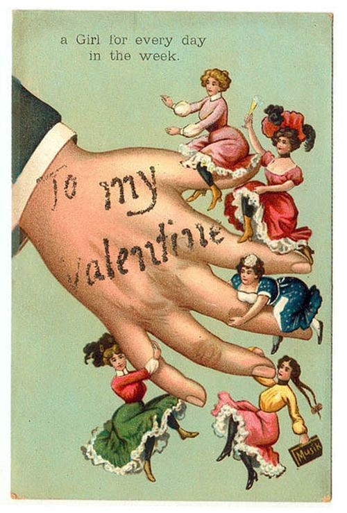 valentines day victorian card weird - a Girl for every day in the week. valentine