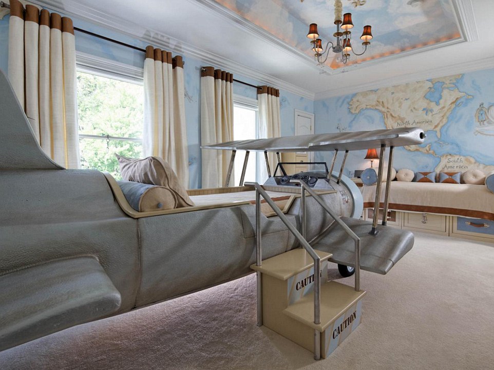 Boys fascinated with planes, a room was created that had realistic features.