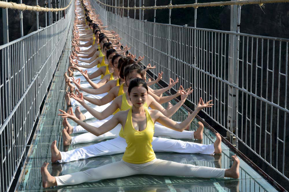 random pic yoga chinese glass bridge