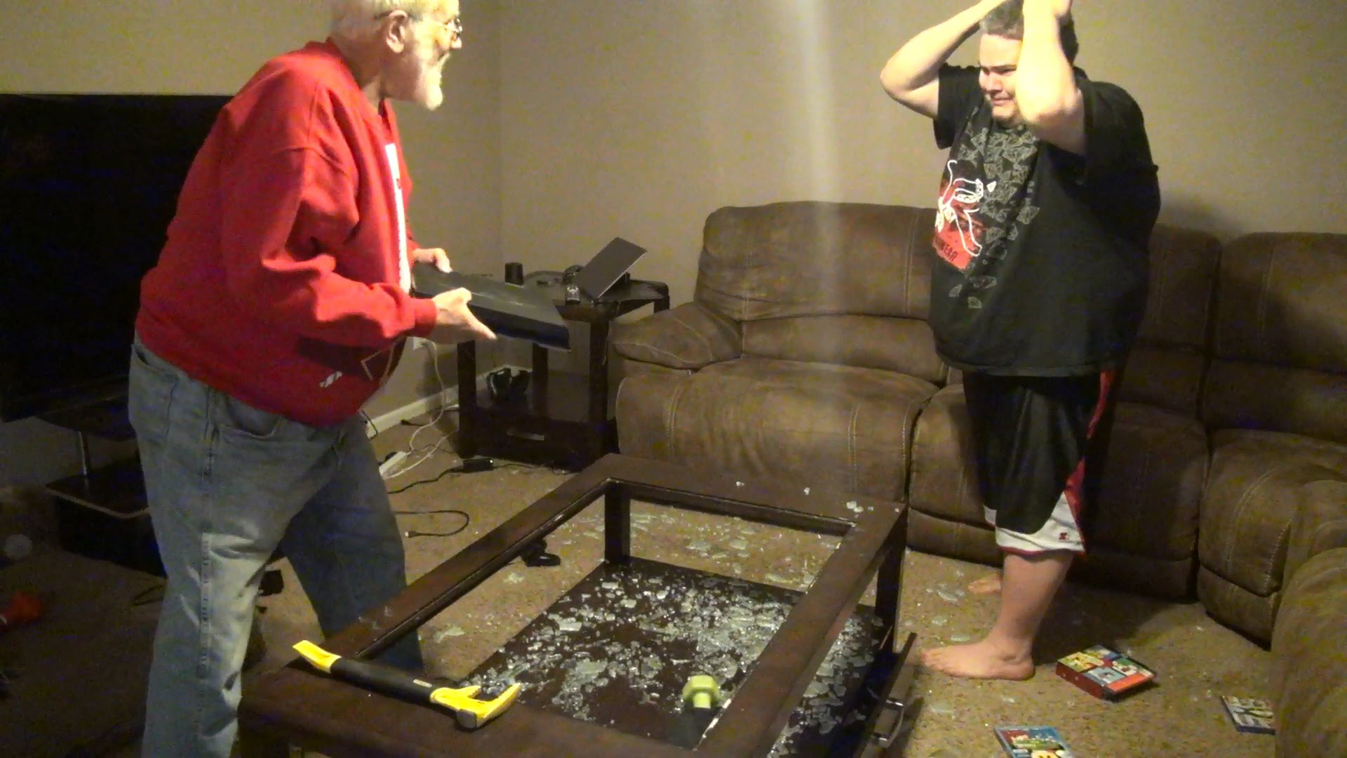 angry grandpa destroys ps4