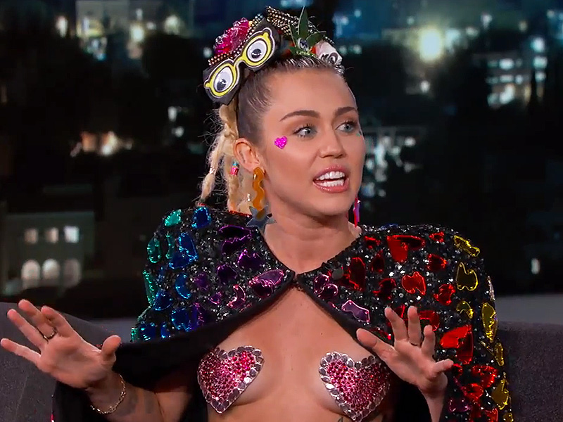 Miley cyrus talks nudity, goes undercover on jimmy kimmel live