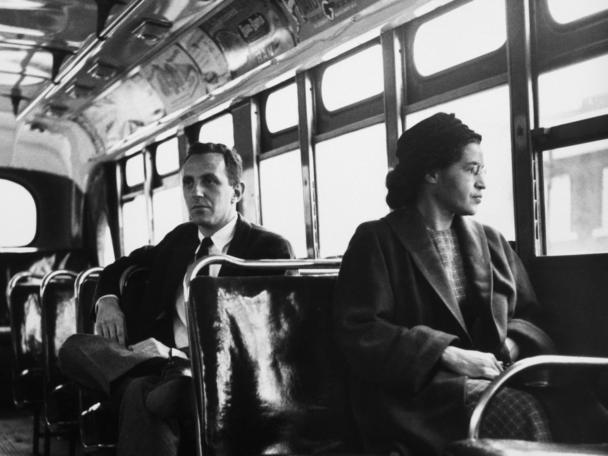 1955 Montgomery, Ala., bus boycott begins after Rosa Parks refuses to give up her seat to a white person