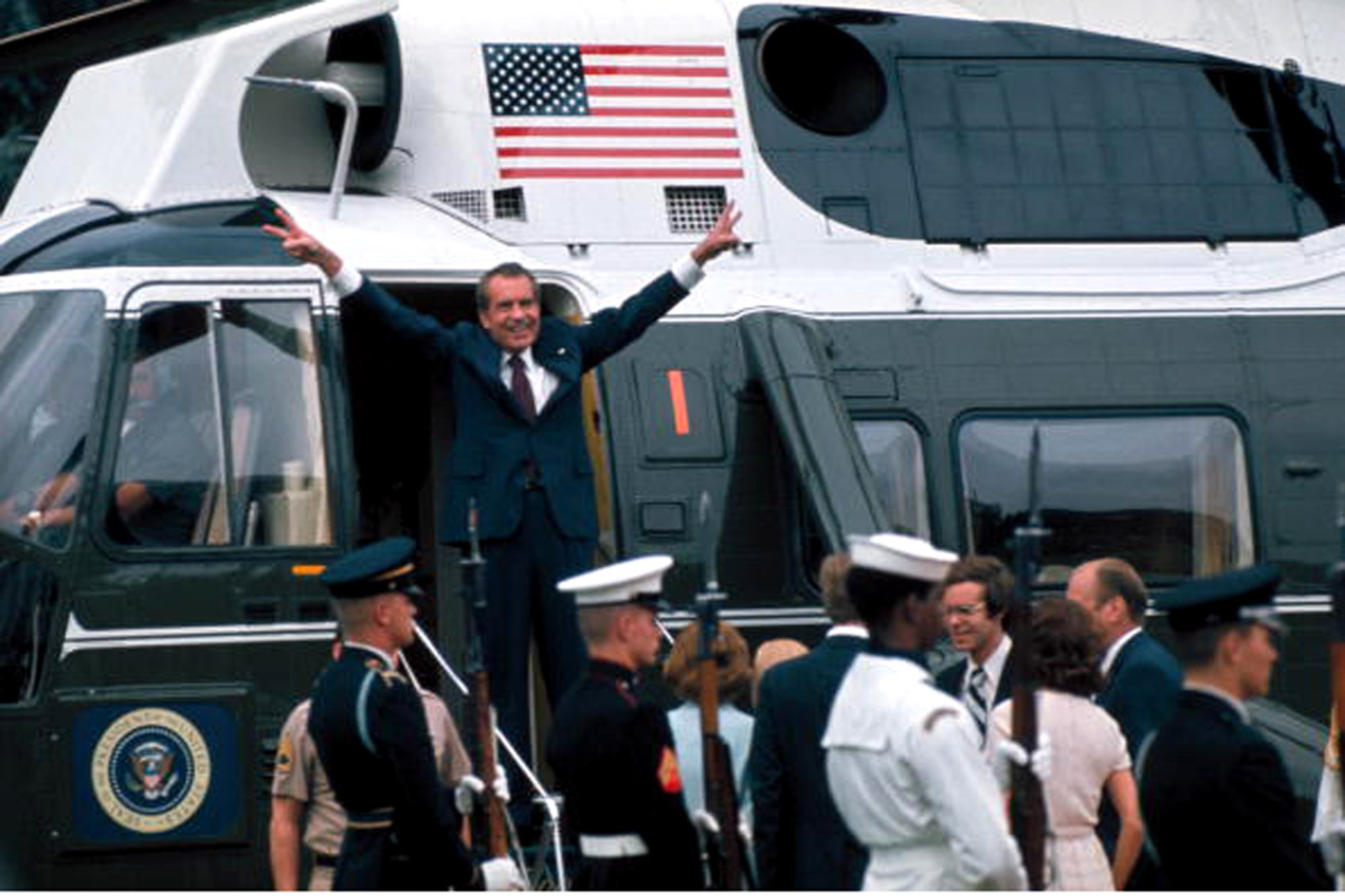 1974 President Richard M. Nixon resigns after Watergate scandal