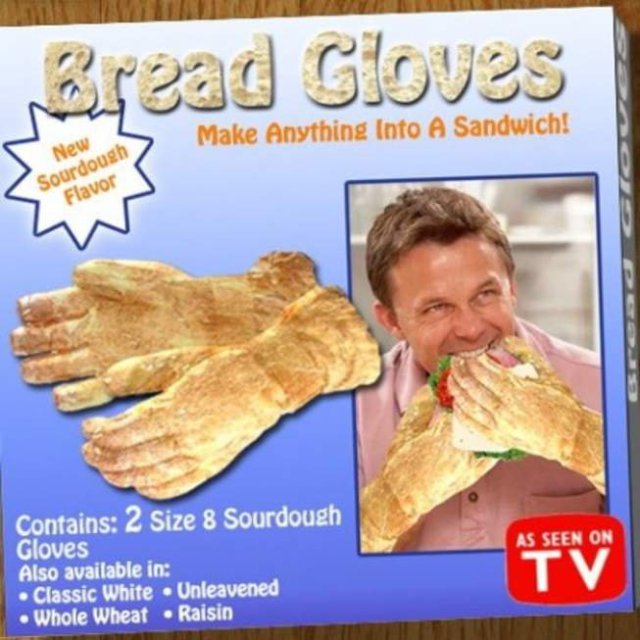 bread gloves - Bread Gloves Make Anything Into A Sandwich! New Sourdough Flavor As Seen On Contains 2 Size 8 Sourdough Gloves Also available in Classic White Unleavened Whole Wheat Raisin Tv