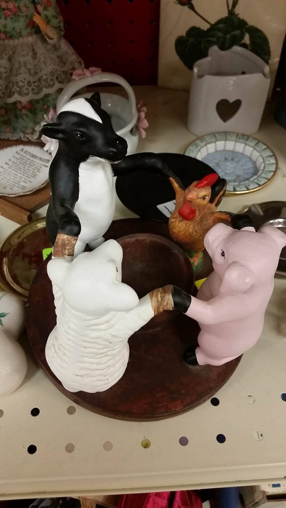 Funny animal circle at a thrift shop