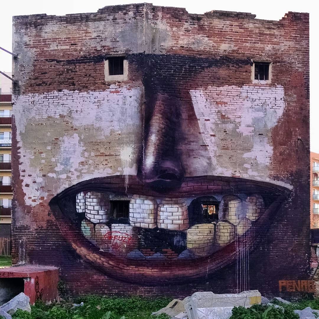 painted urban mural brick wall