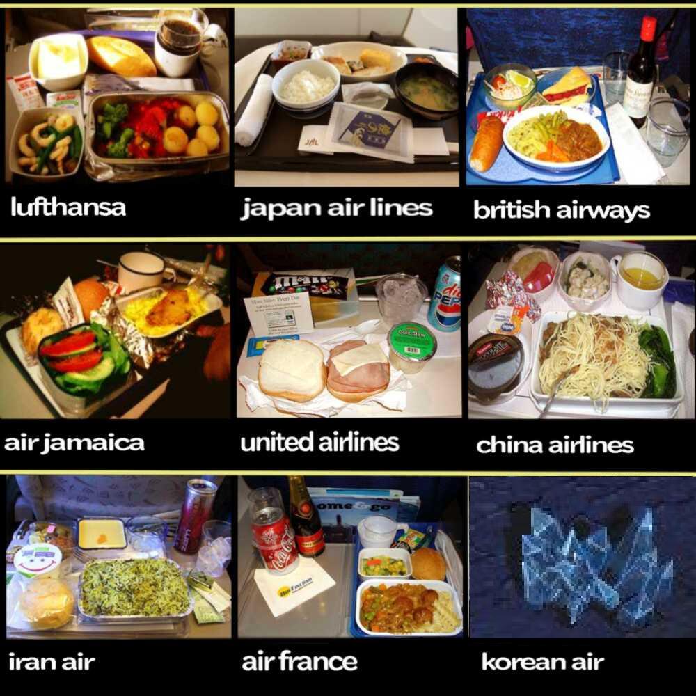 Different airlines serve different types of food.