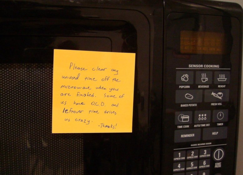 Someone put this note on a microwave at work.