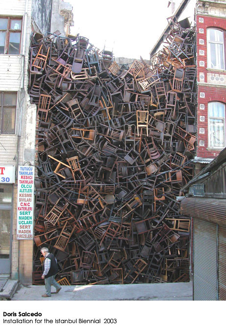 How the city stores chairs for the Istanbul Biennial.