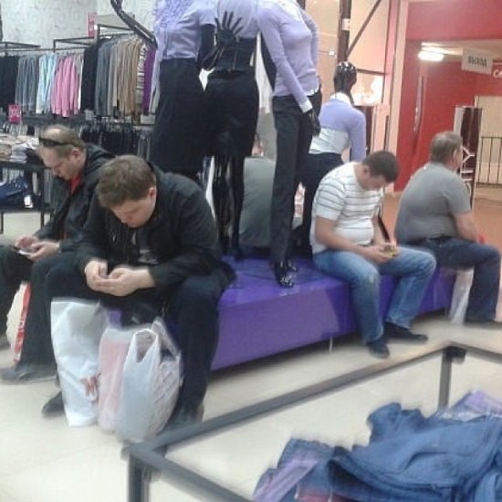 Men at the mall