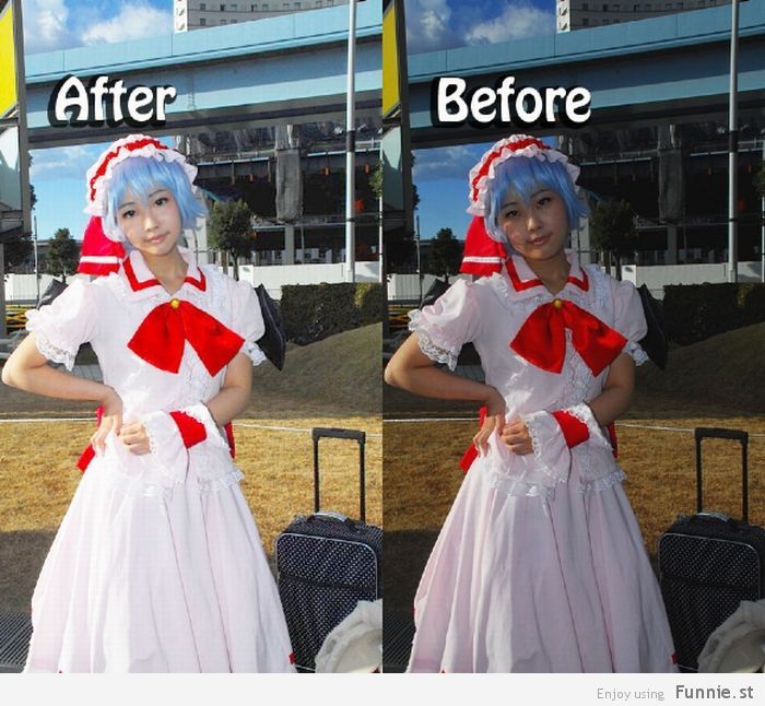 cosplay before and after photoshop - After Before Enjoy using Funnie.st