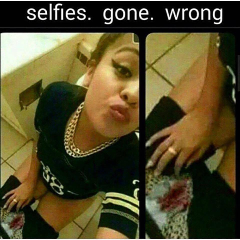 Tuesday meme about photo caption - selfies. gone. wrong 25