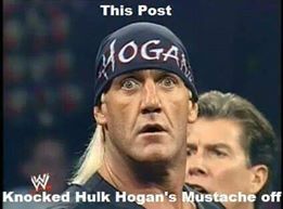 Savage AF Friday meme about Hulk Hogan getting his mustache knocked off