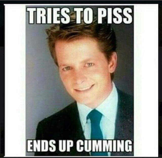Savage AF Friday meme about Michael J Fox peeing