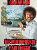 Savage AF Friday meme with Bob Ross painting