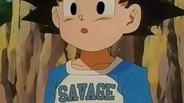 Savage AF Friday meme with pic of young Son Goku wearing a savage shirt