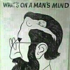 Savage AF Friday meme with an optical illusion showing what men think about