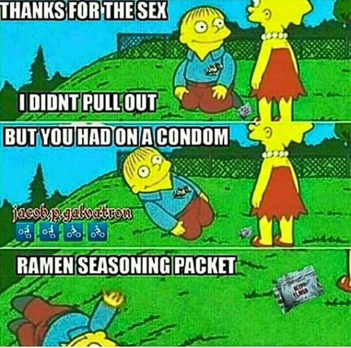 Savage AF Friday meme about unprotected sex with Ralph rolling away from Lisa
