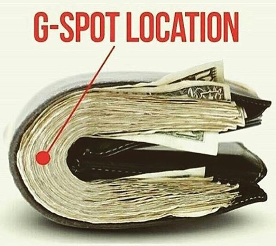 Savage AF Friday meme about the g spot being located in the wallet