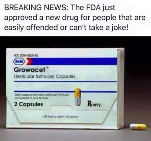 Tuesday meme about a medication that grows you a pair of testicles