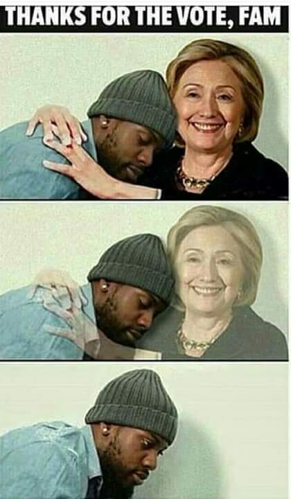 Tuesday meme about Hillary Clinton asking for black votes