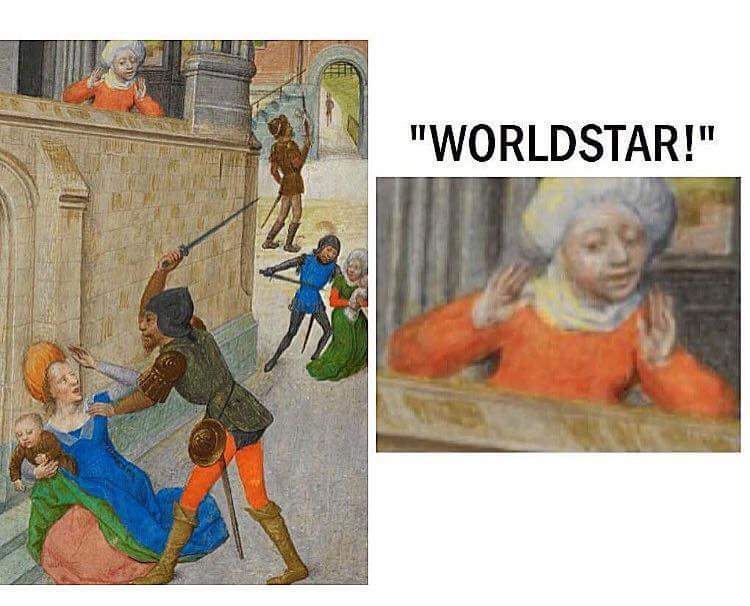 Tuesday meme of a classic painting about worldstar fights