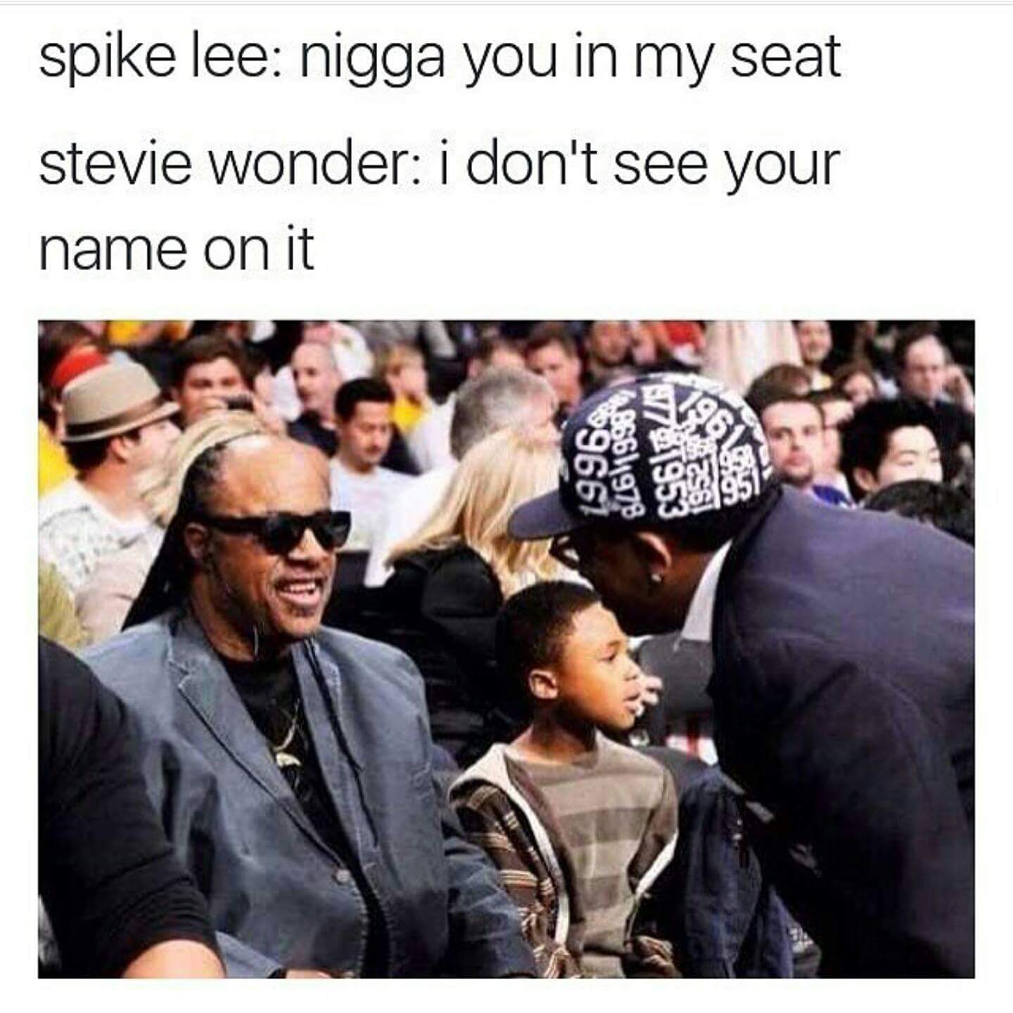 Tuesday meme about a confrontation between Spike Lee and Stevie Wonder