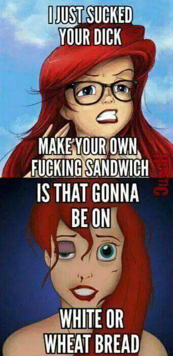 Tuesday meme about domestic abuse with the little mermaid