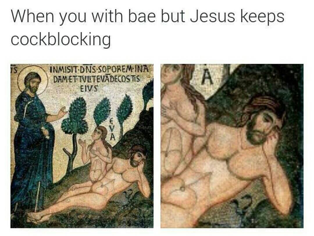 Funny meme about Jesus being a total blocker