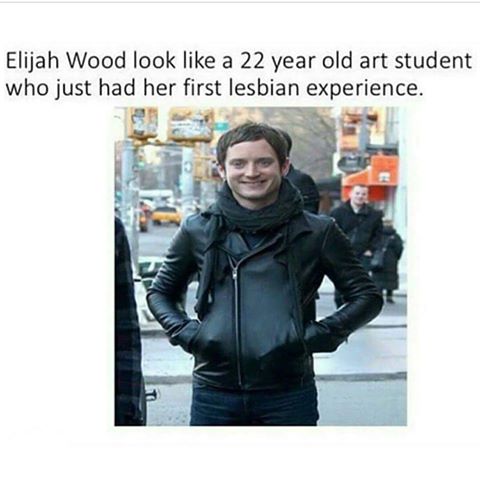 savage meme about elijah wood lesbian meme - Elijah Wood look a 22 year old art student who just had her first lesbian experience.