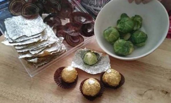 meme -  ferrero rocher brussel sprouts prank