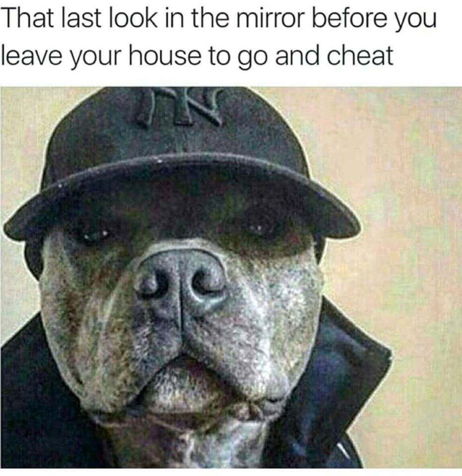 Savage meme last look in the mirror before you cheat - That last look in the mirror before you leave your house to go and cheat