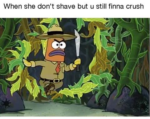 memes - savage cartoon memes - When she don't shave but u still finna crush