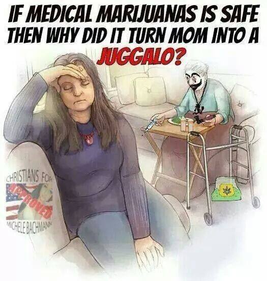 memes - juggalo meme - If Medical Marijuanas Is Safe Then Why Did It Turn Mom Into A Juggalo? Christians Fou Michel Frachmann
