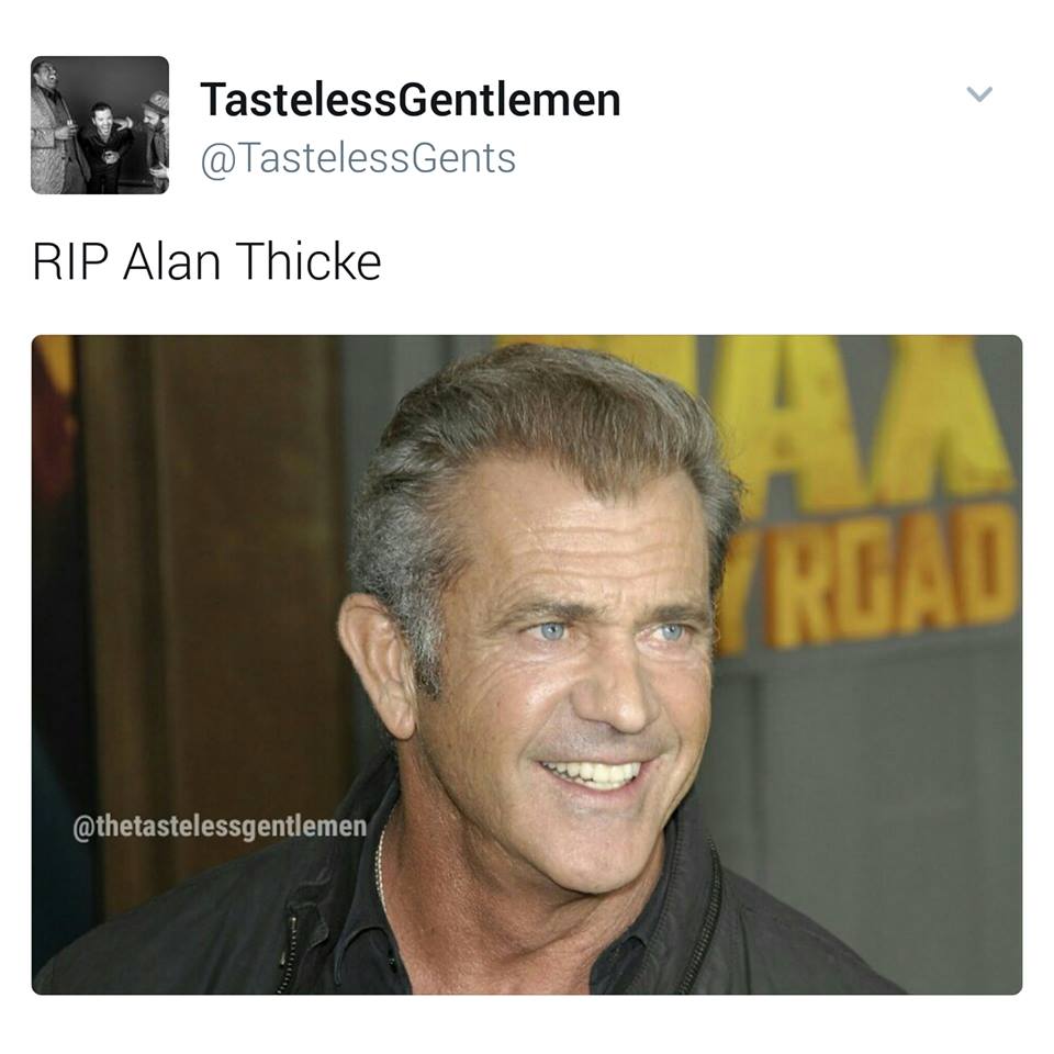 Wednesday tweet mistaking Mel Gibson for Alan Thicke