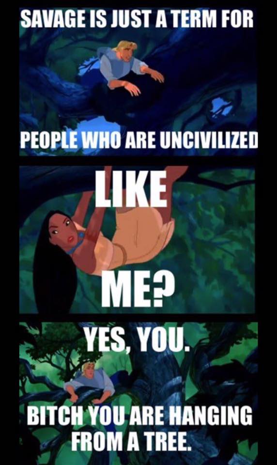 Wednesday meme about Pocahontas being a savage