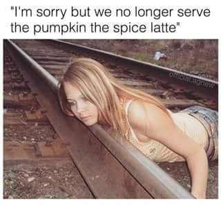 Wednesday meme about white girls becoming suicidal over pumpkin spice latte