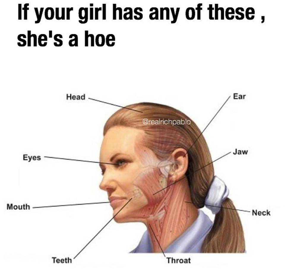 run for your life - If your girl has any of these, she's a hoe Head Jaw Eyes Mouth Neck Teeth Throat