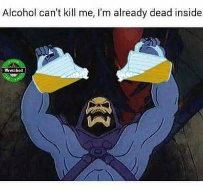 skeletor beer meme - Alcohol can't kill me, I'm already dead inside Wretched