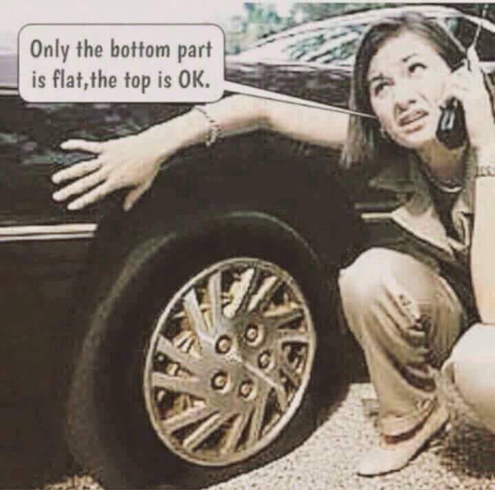 Tuesday meme about women replacing tires