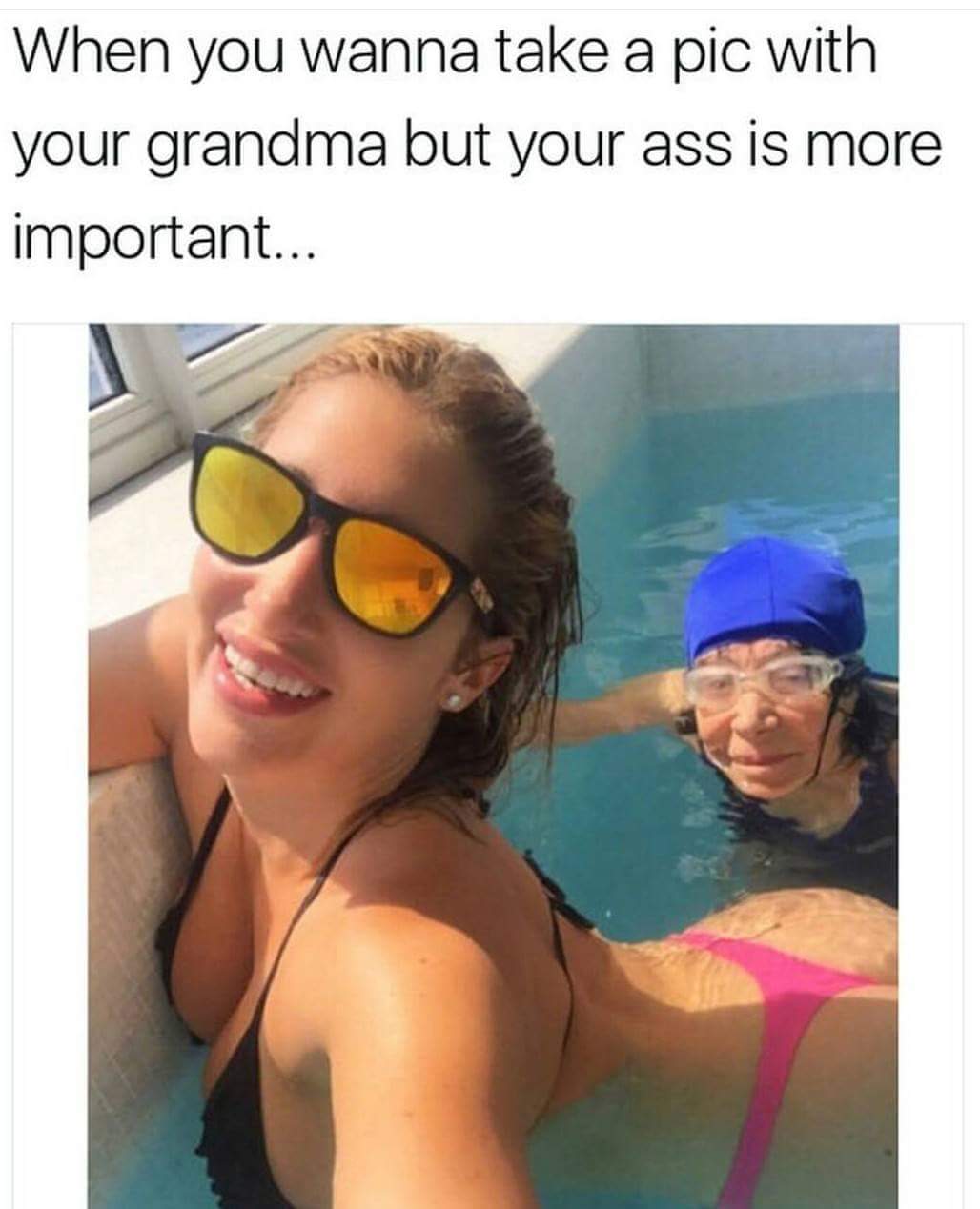 Tuesday meme about taking a butt selfie with grandma