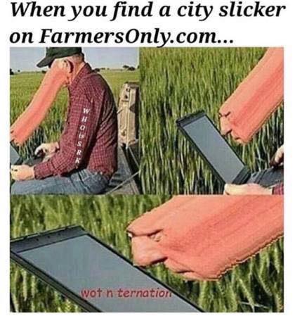 memes - farmers only com memes - When you find a city slicker on Farmers Only.com... wot n ternation